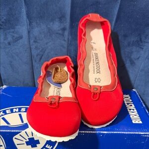 Birkenstock Ponca Red Ballet Slippers EU38 US7 Narrow Fit NIB